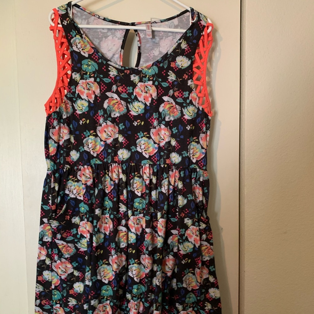Pixel Floral Skater Dress